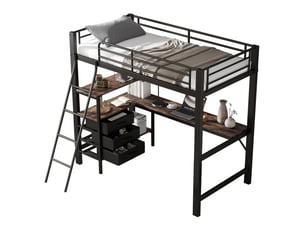 Lit mezzanine 90x200 cm BEAOK   coloris noir
