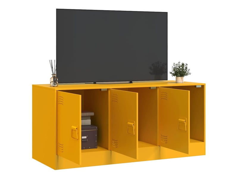  Meuble tv - banc tv - meuble de rangement jaune moutarde 99x39x44 cm acier  - Conforama D