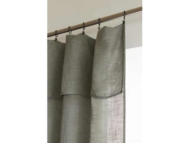  Rideau ajustable + 8 anneaux pince 140 x 270 cm polyester effet lin nia kaki 15662 - Conforama E