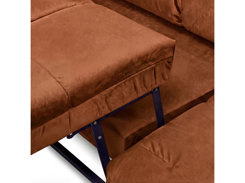 Canapé convertible angle droit anacapri en velours terracota - 3 places 3CA54.PI.4AC.D.21 - Conforama C