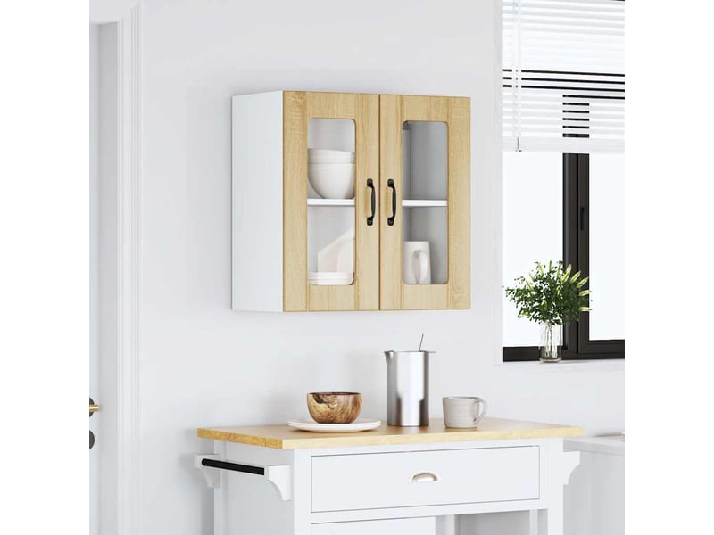  Armoire murale de cuisine avec porte vitrée lucca en chêne sonoma shl8535  - Conforama C