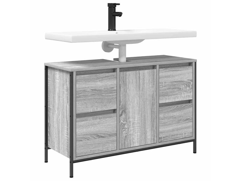  Meuble sous-évier, meuble de rangement avec tiroirs sonoma gris 90x34.5x60cm  - Conforama D