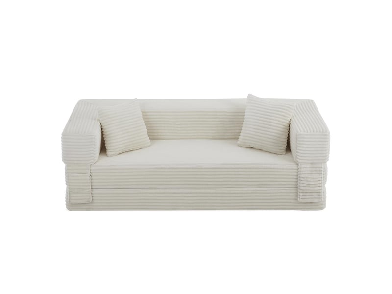  Canapé convertible 3 places en velours côtelé blanc W3454P439878 - Conforama A