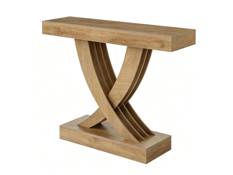  Console rustique avec piètement en x pour entrée, salon ou couloir en mdf marron, stable, 110 × 30 × 85 cm  - Conforama A