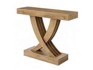 Console rustique avec piètement en x pour entrée, salon ou couloir en mdf marron, stable, 110 × 30 × 85 cm