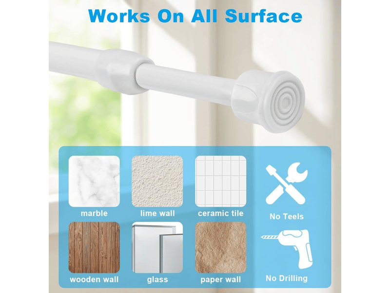 Deux jeux de tringles à rideaux réglables, rétractables, sans perçage, adaptées aux fenêtres, armoires, salles de douche, blanches, 30-50 cm - Conforama D