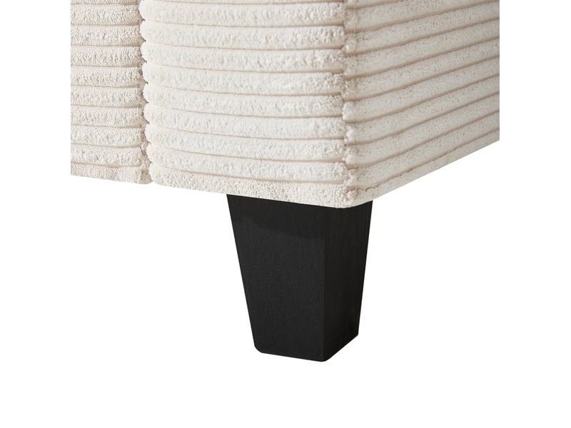  Canapé d’angle convertible 229x149,5x83 cm, coussins, console et porte-gobelets, usb, poches latérales, finition velours côtelé beige  - Conforama E