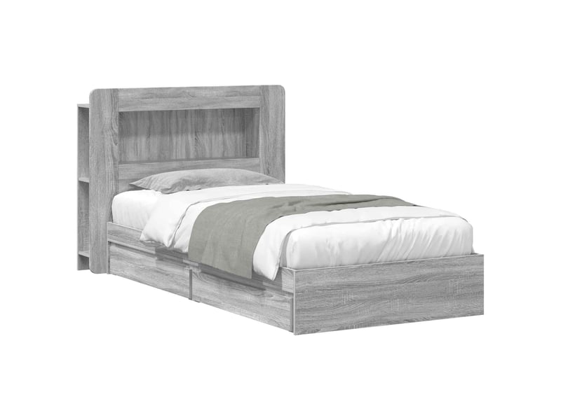  Lit simple- lit adulte -  cadre de lit avec rangement sonoma gris 100 x 200 cm  - Conforama A