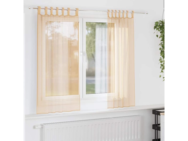 Lot de 2 rideaux en voile, voilages avec boucles sable 140x175 cm cf44322  - Conforama B