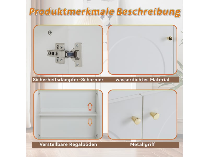  Buffet 80x40x80 cm meuble bas blanc 2 portes pour salon ou chambre  - Conforama D
