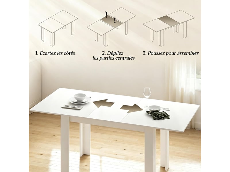  Table extensible design moderne table de salle à manger rallonge pratique fonction extensible  - Conforama E
