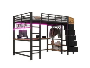 Lit mezzanine 140x200 cm MODERNLUXE   coloris noir
