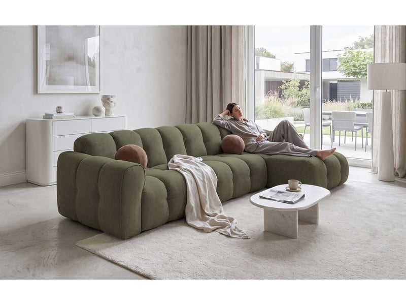  Picco, canapé d’angle 7 places, angle droite, vert forêt Picco - Conforama E