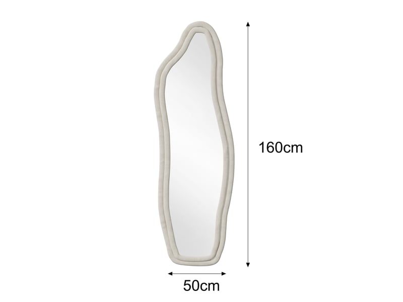  Miroir sur pied - 160 x 50 cm - blanc - miroir asymétrique grand format design dauphin, cadre en veloursflanelle, style artistique et romantique  - Conforama B