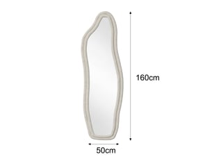 Miroir sur pied - 160 x 50 cm - blanc - miroir asymétrique grand format design dauphin, cadre en veloursflanelle, style artistique et romantique