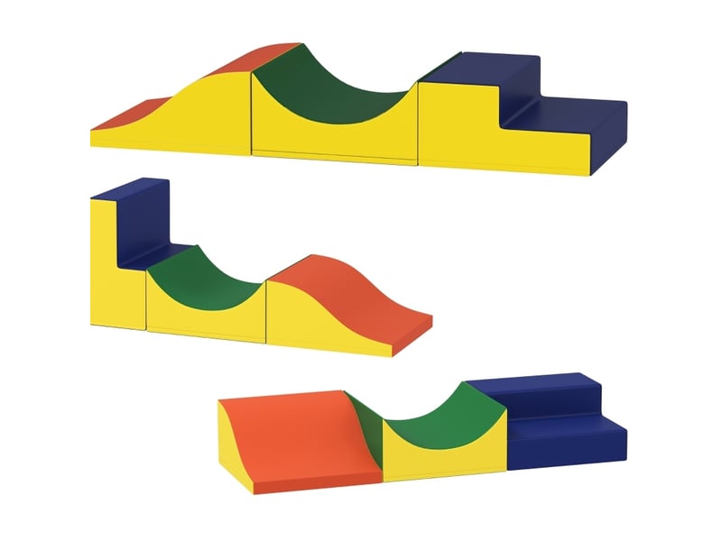  Set de motricité 3 pièces 141x45,7x20,3 cm jaune en simili cuir, modules d'escalade et de rampe enfant  - Conforama D