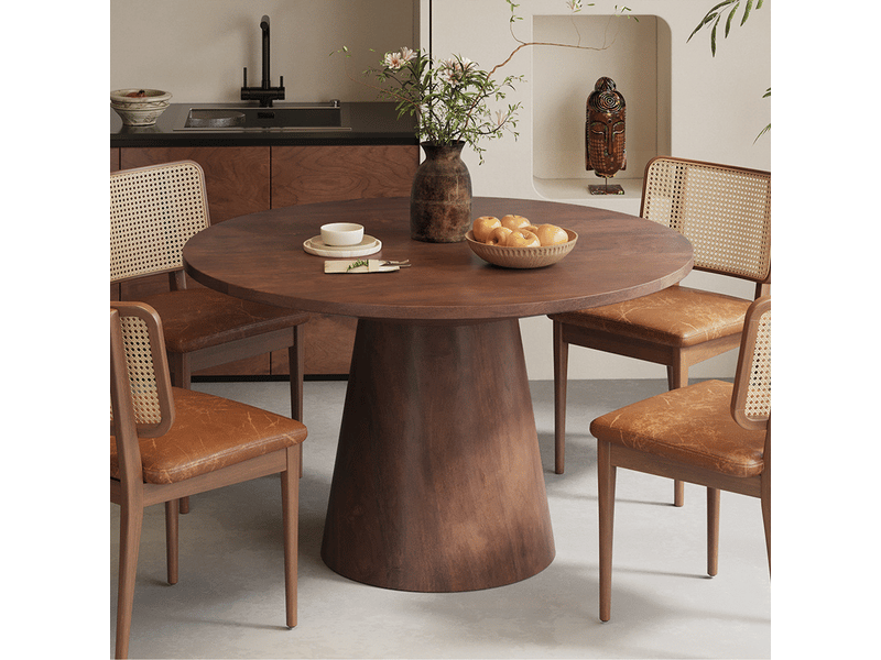 Tommy - 130 - table à manger ronde en bois de manguier d130 cm TOMMY-130-BOI - Conforama B