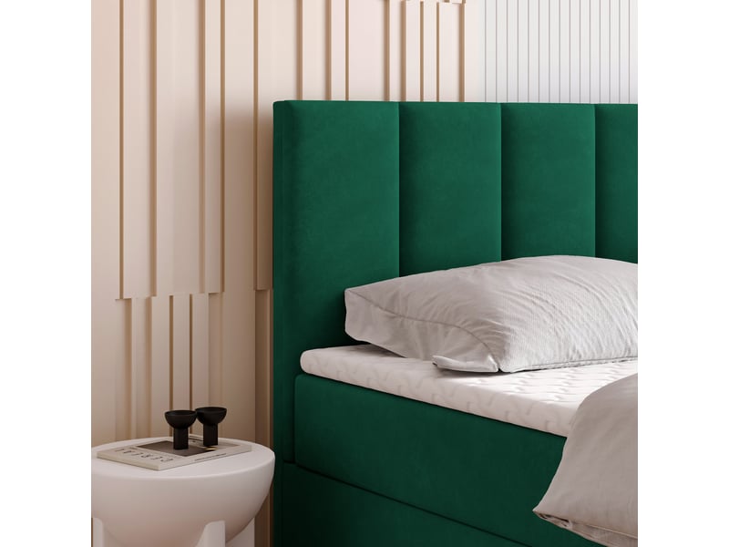  Boxspring meril 200x200 cm, lit complet avec matelas, vert  - Conforama D