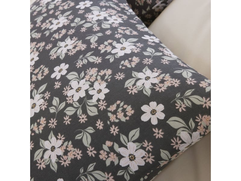  Parure housse de couette 260x240cm + 2 taies motif fleuri bleu marine 100% gaze de coton - kusia KUSIA - Conforama E