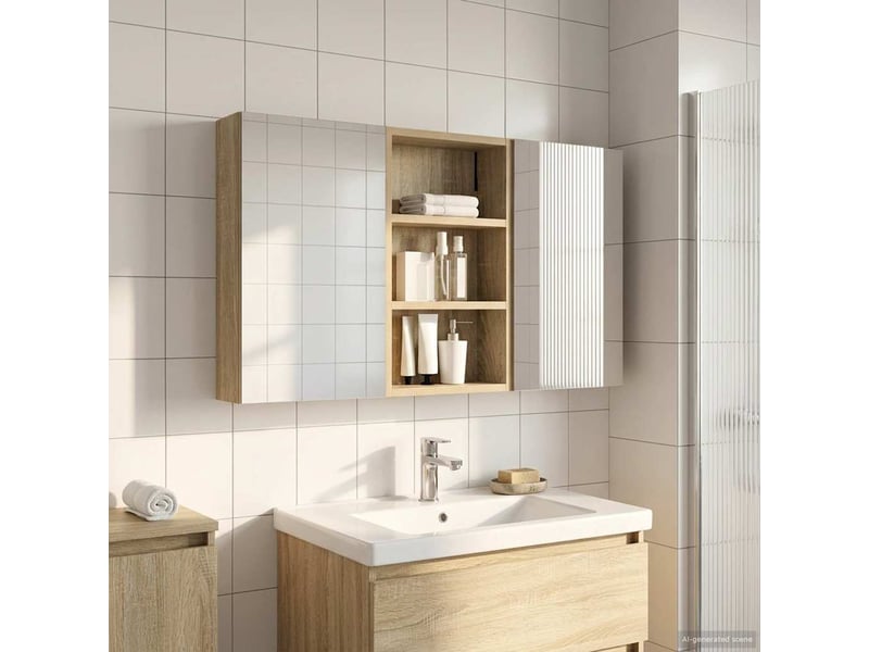  Ensemble de meubles de salle de bain 3 pcs 90x10.5x50 cm shl2783  - Conforama B