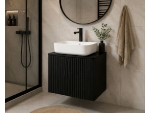 Meuble sous vasque suspendu linea 60 cm noir avec plan de travail