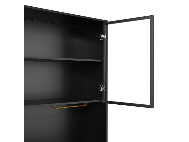  Vitrine moderne buffet cuisine noir blanc 80x40x180cm mdf étagères intérieures  - Conforama D