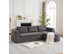 Canapé d'angle droit fixe <strong>STILVORA</strong> <strong></strong> 3 places Tissu gris anthracite