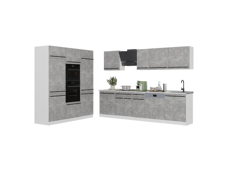 Vicco cuisine, bétonblanc, 180cm plan de travail anthracite  - Conforama E