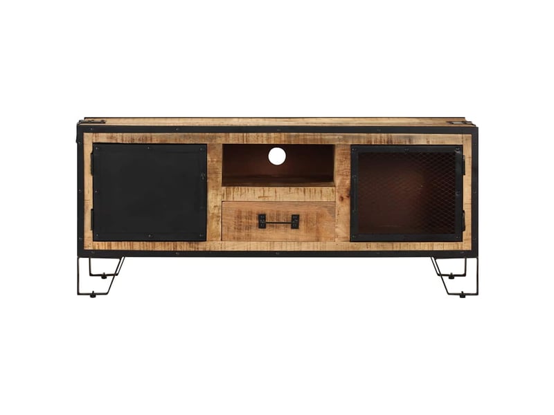  Meuble tv - banc tv - meuble de rangement 110x31x46 cm bois de manguier brut  - Conforama D