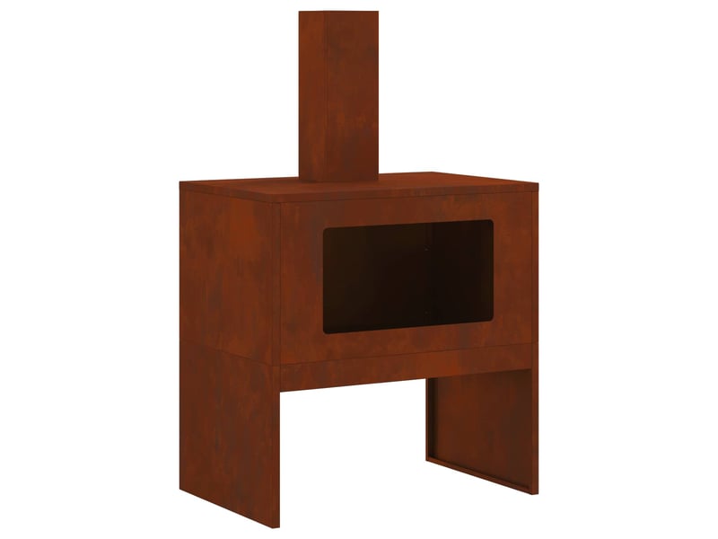 Brasero exterieur, foyer camping rouillé 60x40x96 cm acier patiné - Conforama A