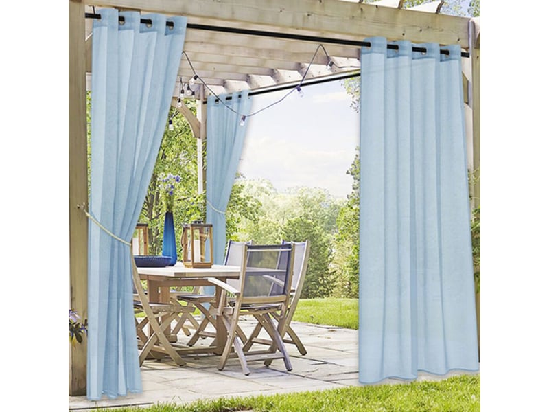 Rideaux en tulle bleu, apportent une lumière douce à votre pièce, chambre salon, lot de 2, l130cm x h213cm - Conforama B