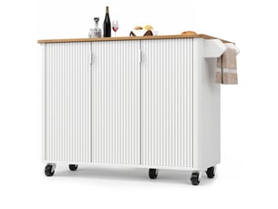 Îlot de cuisine,130x45x92 cm,3 portes et plateau rabattable,mdf,blanc