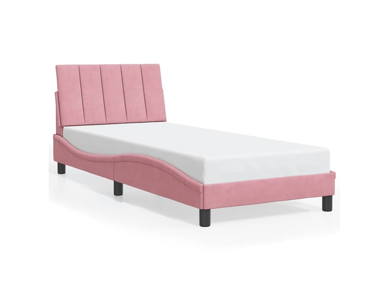 Lit simple- lit adulte - cadre de lit sans matelas hanko rose 80x200 cm velours - Conforama A