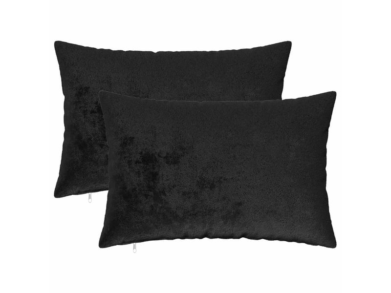 Lot de 2 housses de coussin heerlen noir 50 x 75 cm flanelle cf49465 - Conforama B