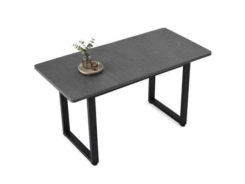  Table à manger rectangulaire 140 x 70 cm industrielle, gris et noir, pieds métal  - Conforama A