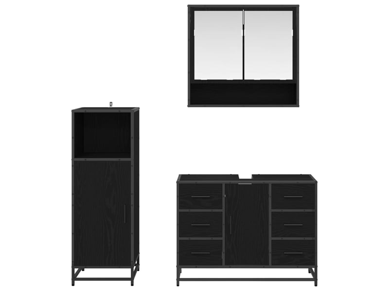 Ensemble de mobilier de salle de bain 3 pc chêne noir cf64342 - Conforama C