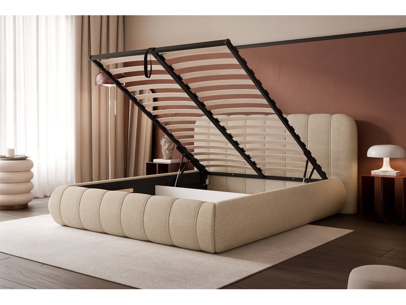  Selsey malunna - lit rembourré - 180x200 cm - chenille beige Malunna - Conforama D