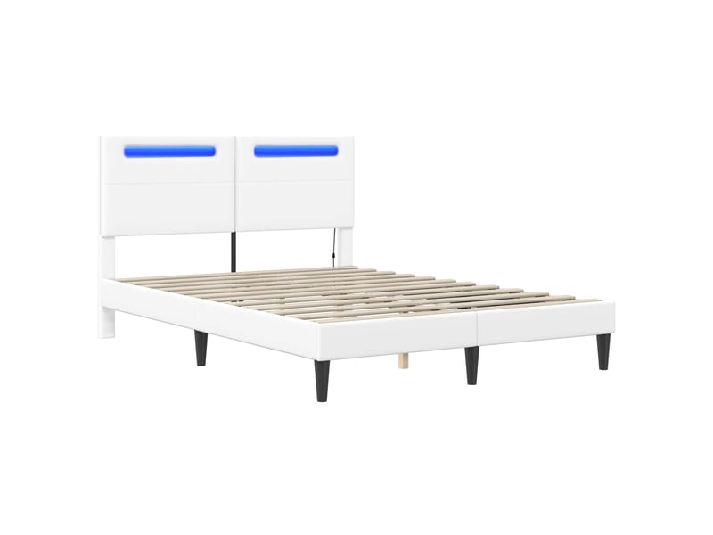  Lit double- lit adulte -  cadre de lit avec bandes led blanc 120 x 200 cm simili cuir  - Conforama D