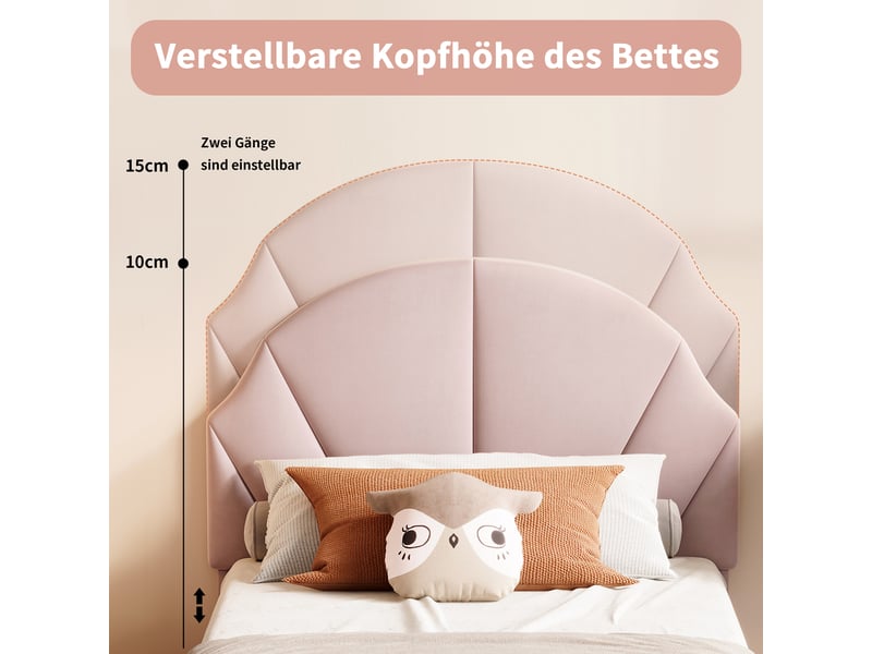  Feeohome lit rembourré pour fille 90x200, lit enfant fille, lit jumeaux enfant avec tête de lit réglable et sommier à lattes, cadre de lits pour enfants, adolescents, velours  - Conforama B