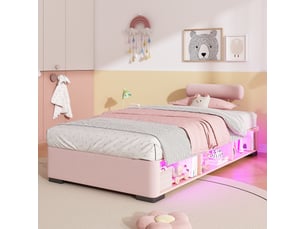Lit simple 90x200 cm coloris rose