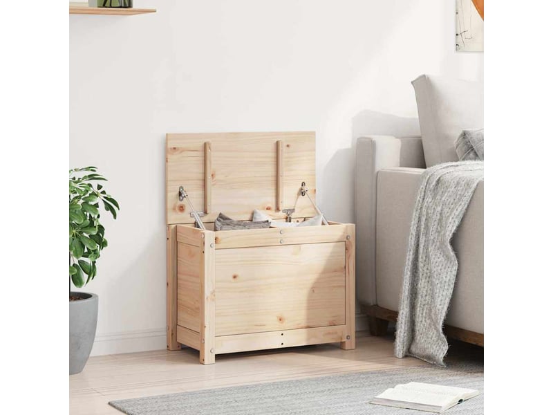 Boîte de rangement, coffre de rangement 60x32x45,5 cm bois massif de pin  - Conforama D