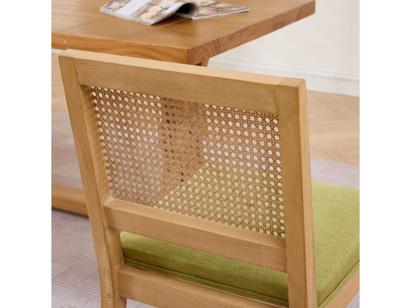  Lot de 2 chaises de salle à manger en lin vert olive, structure en hévéa W3223P503925 - Conforama E