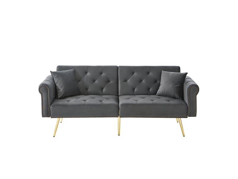  Canapé-lit 2 places modenvie en velours gris ancien 173 x 75 x 70 cm dossier réglable  - Conforama A