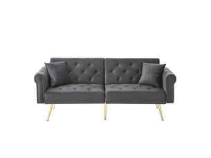 Canapé droit convertible <strong>MODENVIE</strong> <strong></strong> 2 places Velours gris