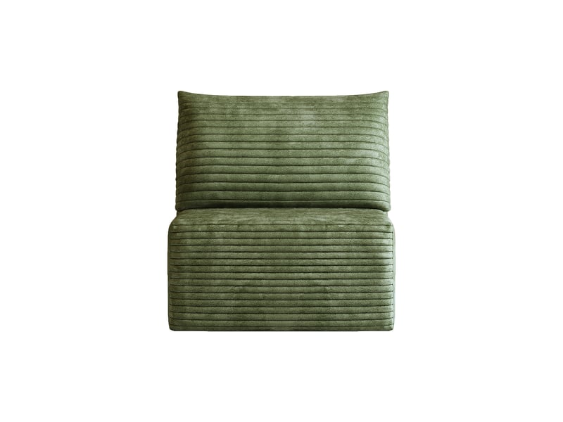 Fauteuil 1 place vert en velours côtelé, canapé modulaire sans montage, 70x95x83 cm - Conforama E