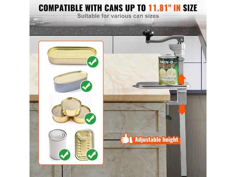  Vevor ouvre-boîte manuel de table robuste canettes 30 cm fixé par vis et pince  - Conforama C