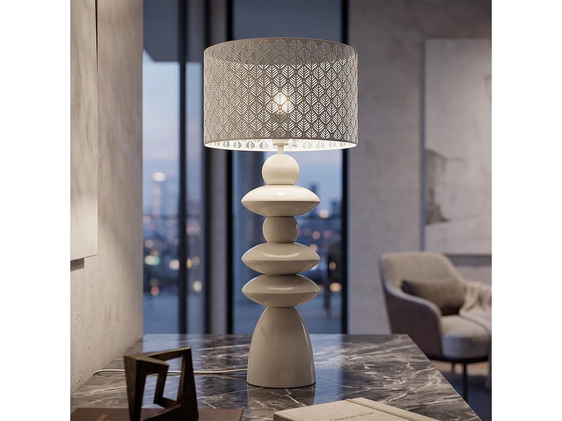  Lampe à poser totem en métal pila 71cm crème  - Conforama E