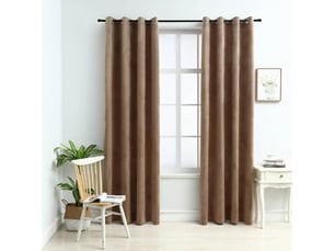 Lot de 2 rideaux occultants, rideaux black-out et anneaux beige 137x160 cm velours cf44903