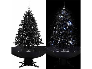 Arbre de noël, sapin de noël neigeux avec base de parapluie noir 140 cm pvc