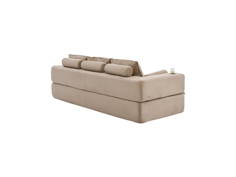 Canapé-lit 3 places modenvie convertible en velours côtelé kaki 232 x 98 x 80 cm - Conforama E